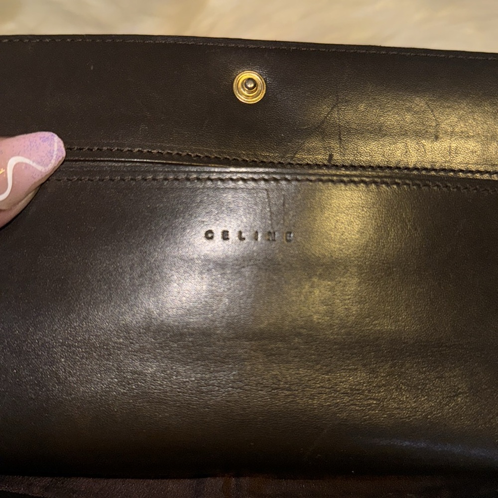 Vintage CELINE Monogram Jacquard Long Wallet Brown GUC - Picture 10 of 14